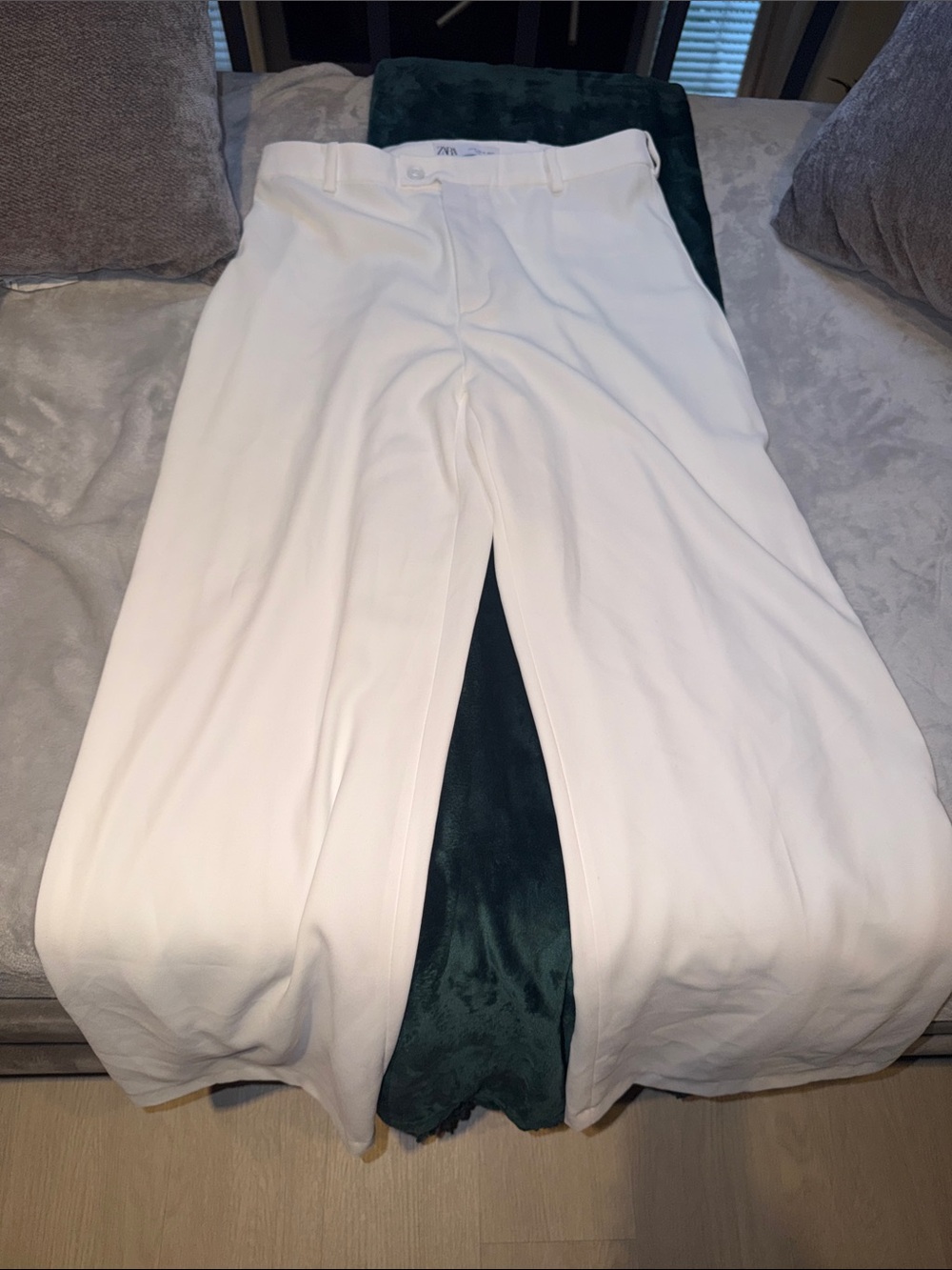 Zara White Tailored High-Waist Trousers